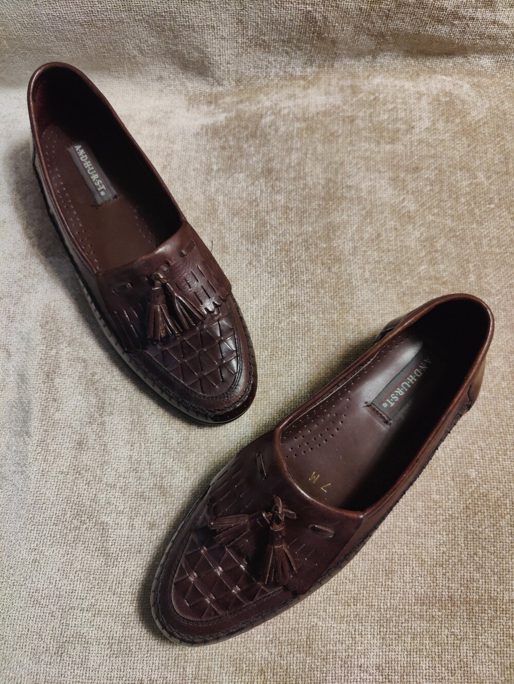 Vintage New Andhurst kiltie Tassel Woven Leather loafers, Men's 7 or Women's 8